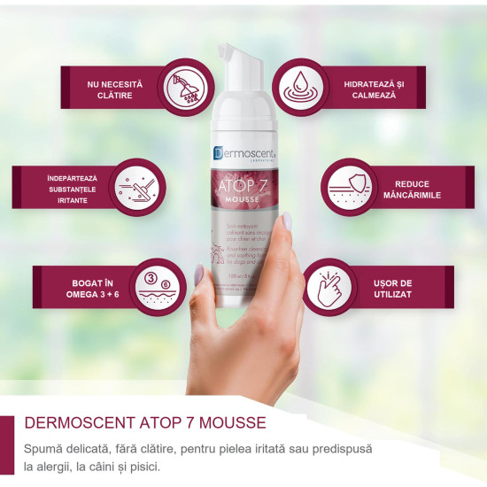 Dermoscent Atop 7 Mousse – Spumă Dermatologică pentru Câini și Pisici – 150 ml